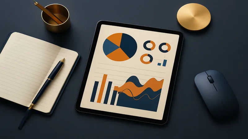 Postazione direzione finanziaria con tablet che mostra bilancio CEE - CEO AI