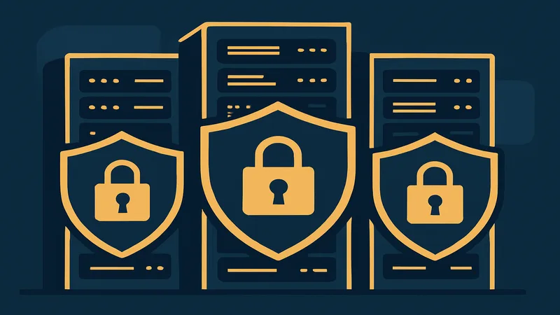 Server rack con simboli di compliance e shield - CEO AI