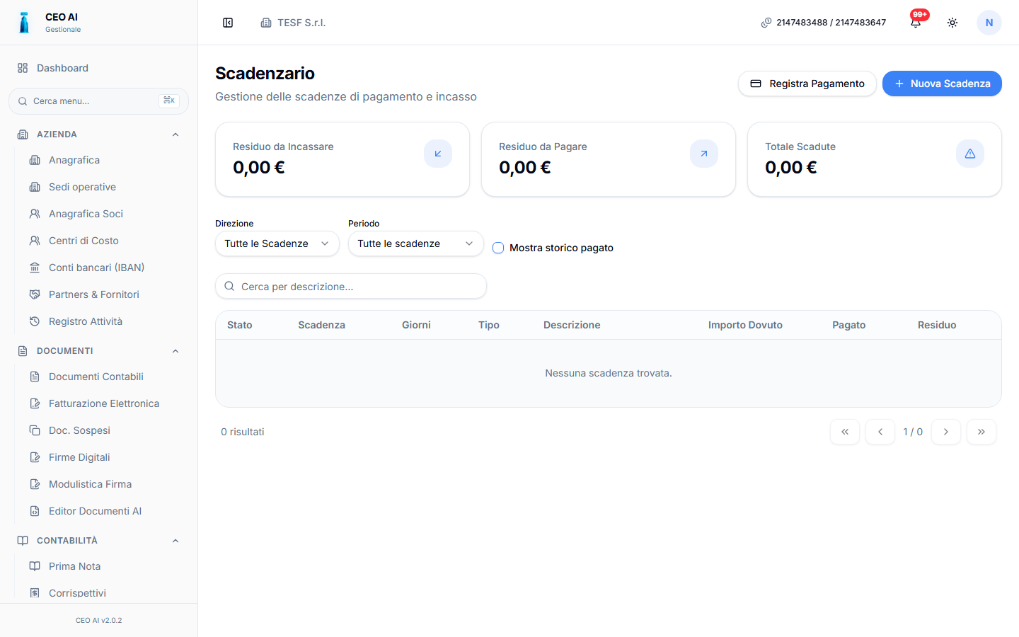 Schermata reale modulo Fiscale avanzato (770, redditi, ISA) di CEO AI in light mode